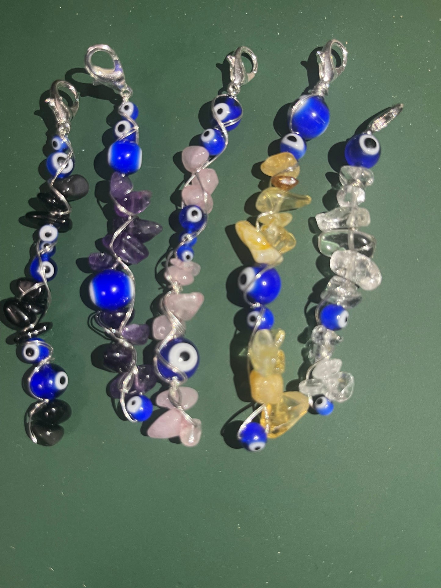 Hair Charms with evil eyes+crystals